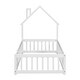 preview thumbnail 29 of 54, Pine Wood House-Shaped Headboard Floor Bed Frame with Fence & Guardrails for Kids Girls Boys
