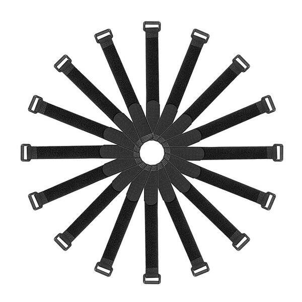 Reusable Cable Ties 12 Inch Hook and Loop Cord Wrap with Buckle Black