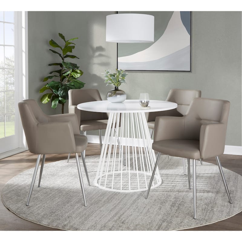 Silver Orchid Canary Pugo Round Dining Table with Pedestal Base