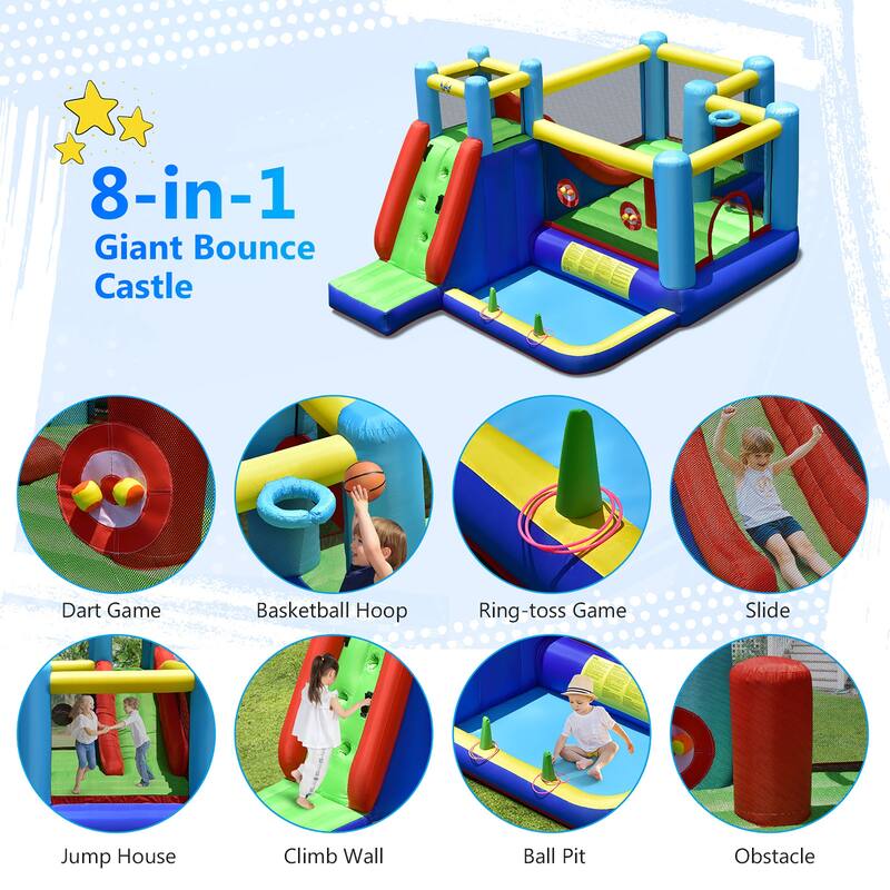 Costway Inflatable Bounce House 8-in-1 Kids Inflatable Slide Bouncer - See Details