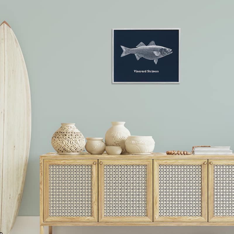 Stupell Vineyard Stripers Fish Framed Giclee Art Design By Phillipa Katz