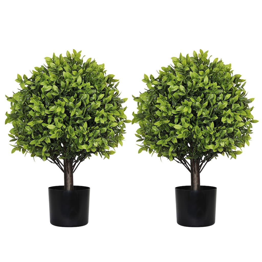 2-Pack Artificial Boxwood Topiary Ball Trees