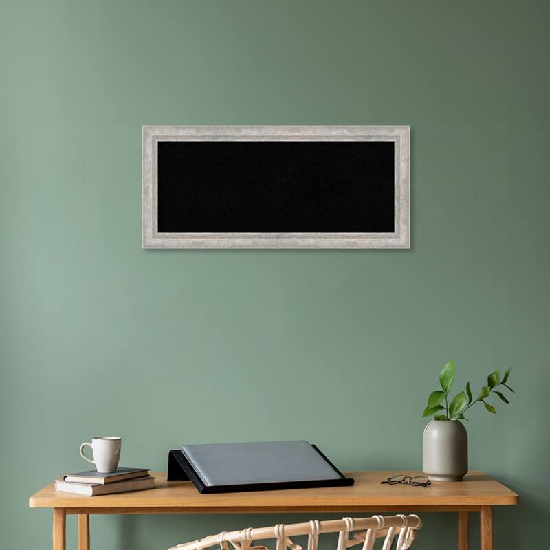 Angled Silver Wood Framed Black Corkboard Bulletin Board, Organization Board, Pin Board