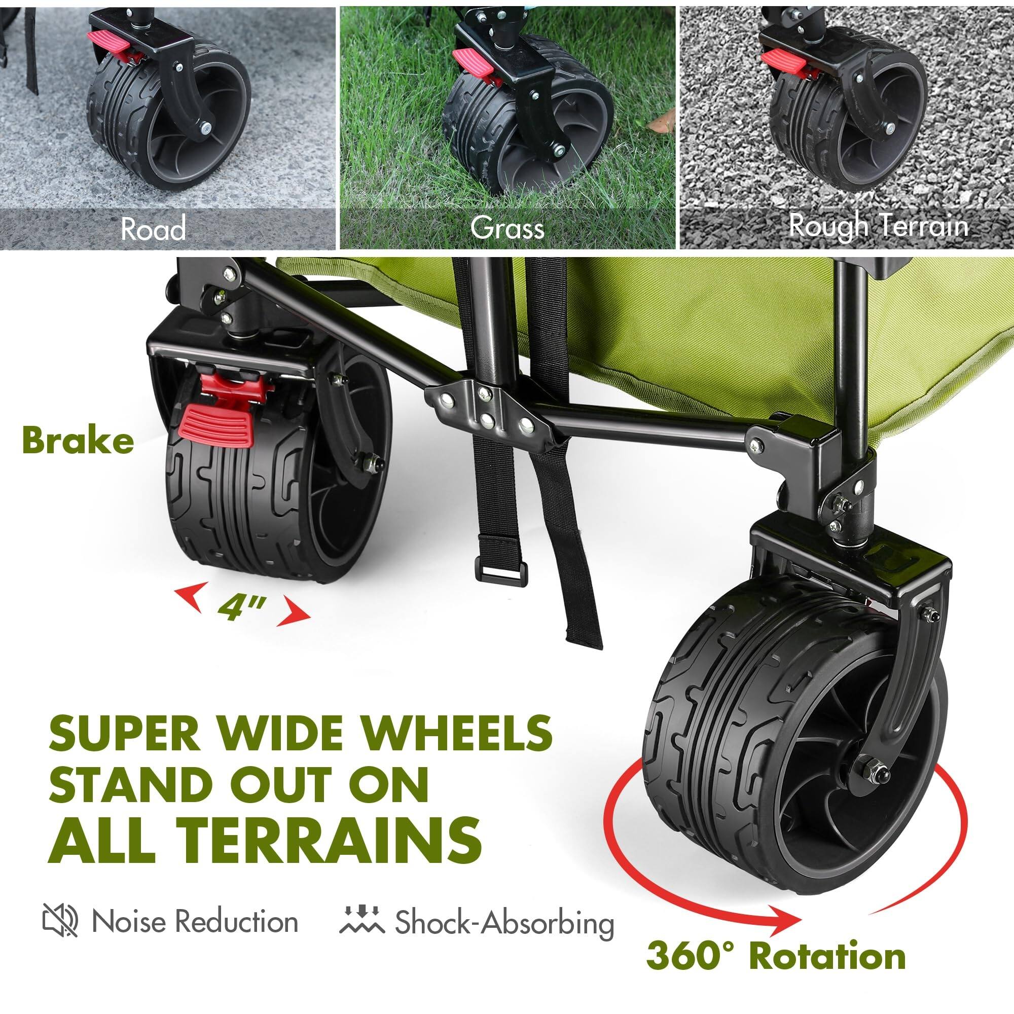 Collapsible Folding Wagon with Big Wheels, All Terrain Wagons Carts
