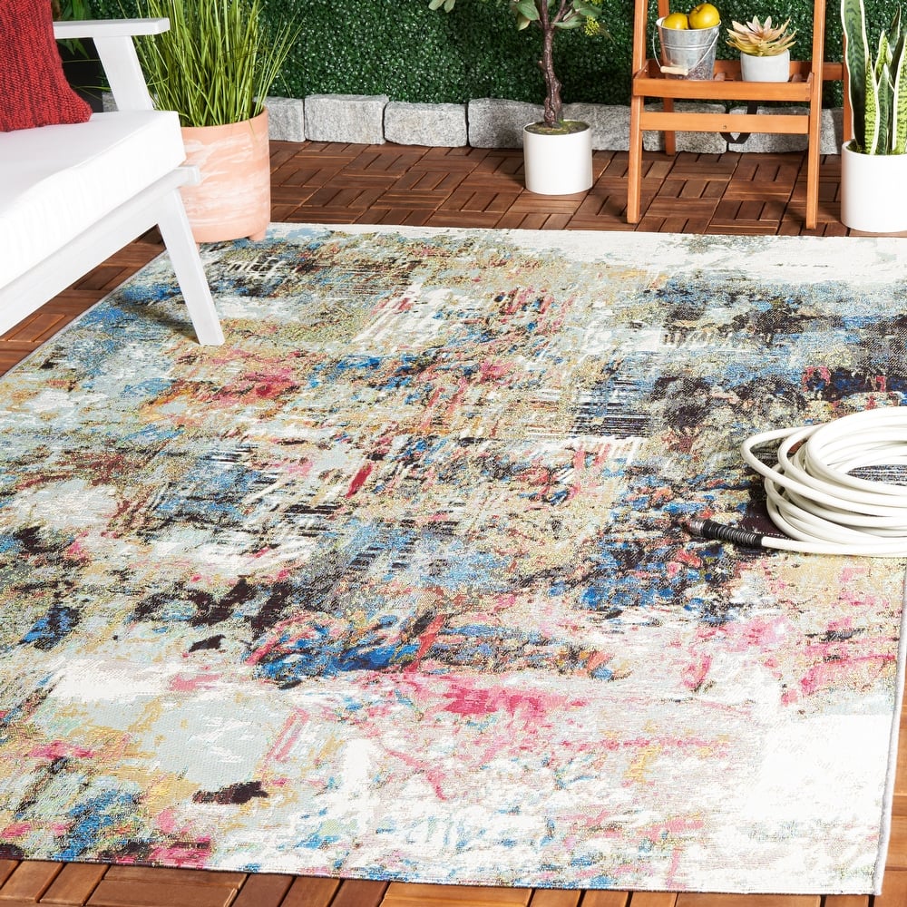 SAFAVIEH Barbados Merje Modern Waterproof Patio Backyard Rug