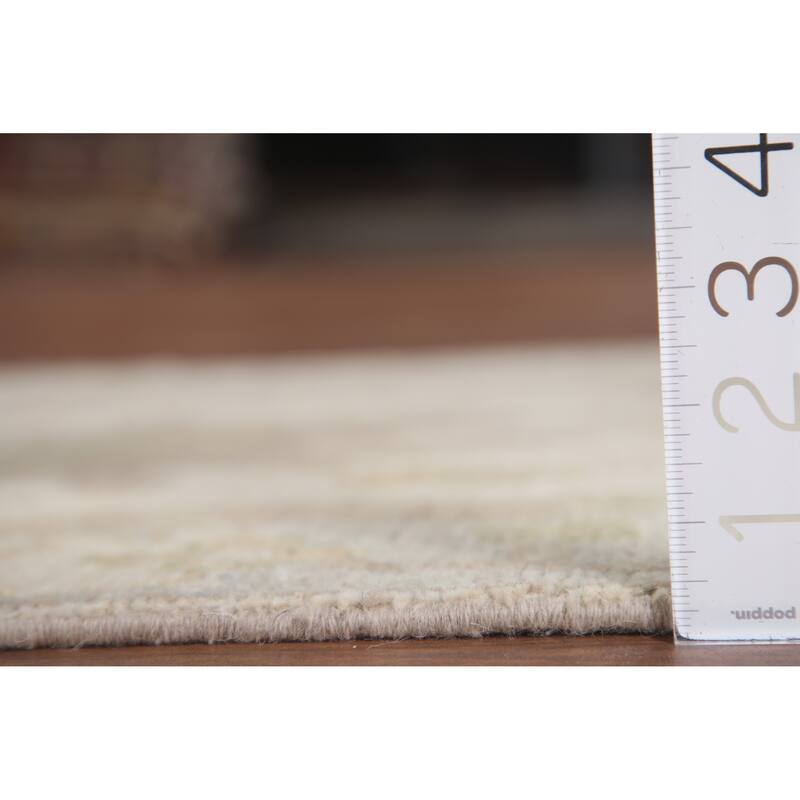 Hand Knotted Oriental 100% Wool Carpet Transitional All-Over Beige & Ivories Oushak Runner Rug - 11' 7'' X 2' 7''