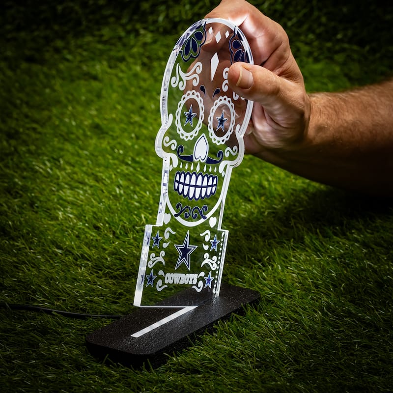 10" LED Tabletop Sugar Skull Halloween Desklite Sign, Cleveland Browns - Multicolor. - 10" x 7"