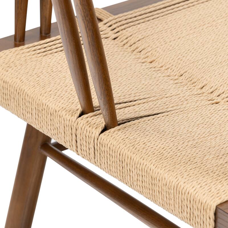 Poly & Bark Ferrara Dining Chair - Wood Frame with Handwoven Hemp Cord Seat