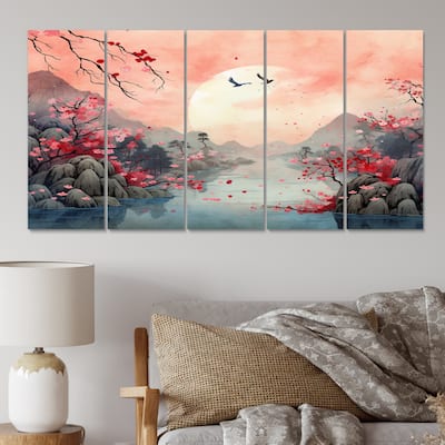 Designart "Japan Landscape Of The Rising Sun IV" Japanese Wall Art Prints Set