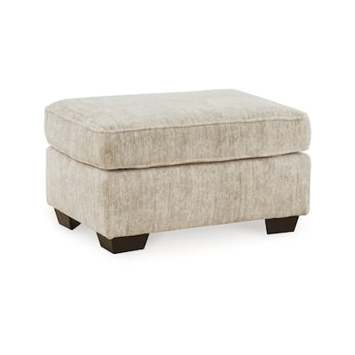 Layla Oversized Accent Ottoman, Parchment Polyester, Black, 35 Inch