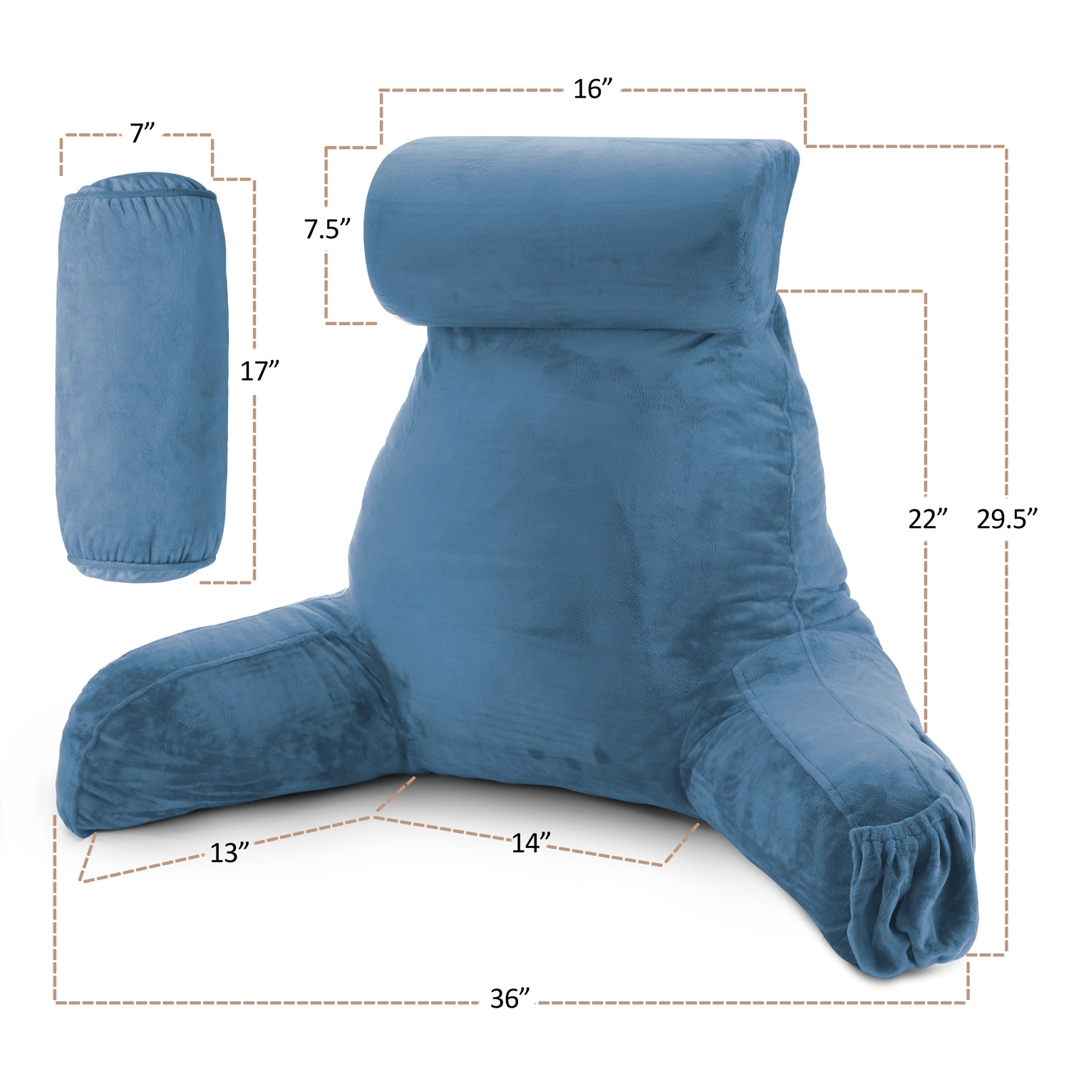 Nestl Memory Foam Reading Pillow with Backrest Arms and Pockets