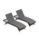 Kona Outdoor Brown Wicker Chaise Lounge (Set of 2) with Cushions - Grey