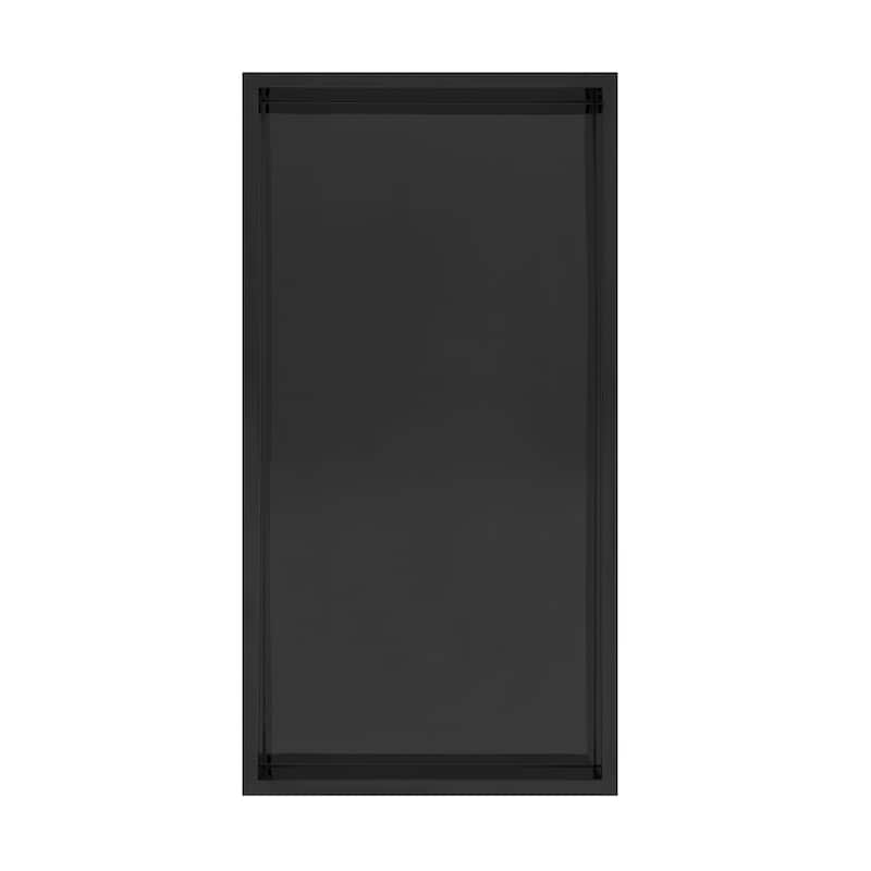 Voltaire 12" x 24" Stainless Steel Single Shelf Wall Niche in Black - Matte Black