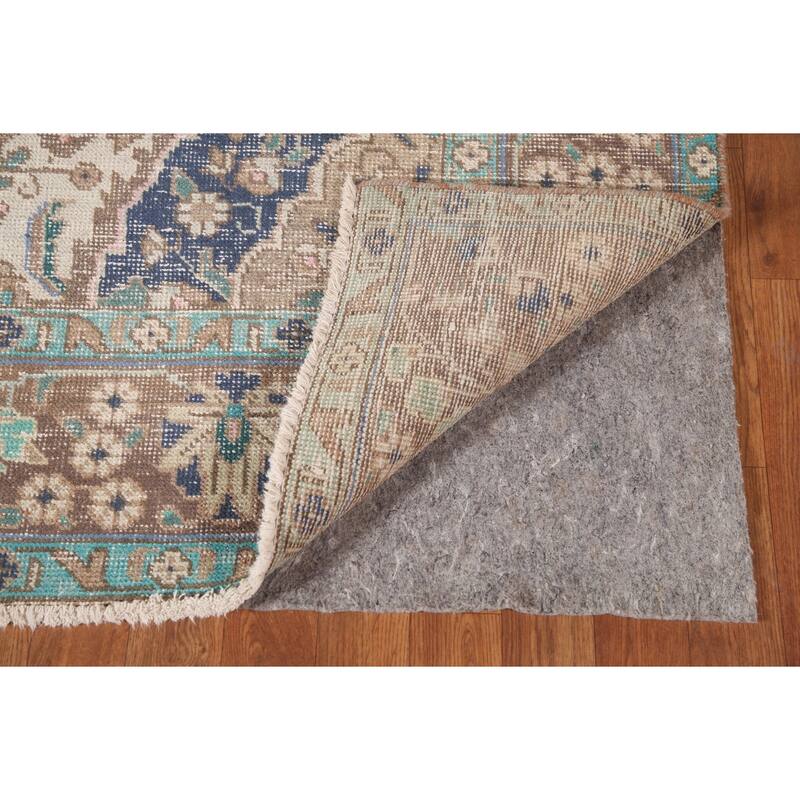 Hand Knotted Oriental 100% Wool Carpet Traditional Medallion Pink Tabriz Area Rug - 9' 8'' X 6' 8''