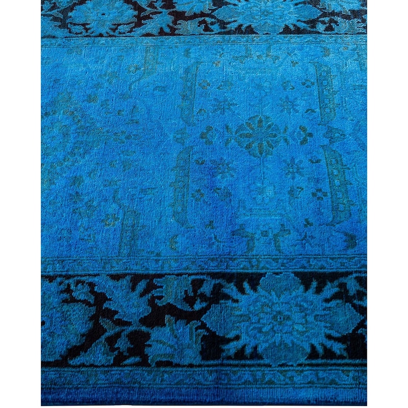 Vibrance One-of-a-Kind Hand-Knotted Runner Rug - Blue, 3' 2" x 11' 10" - 3' 2" x 11' 10"