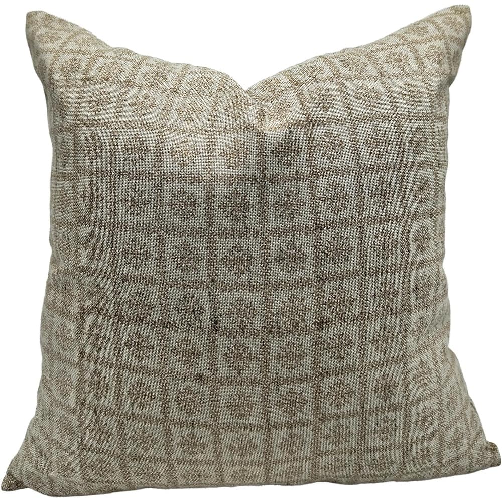 Fabdivine Linen Farmhouse Block print pillow Cover