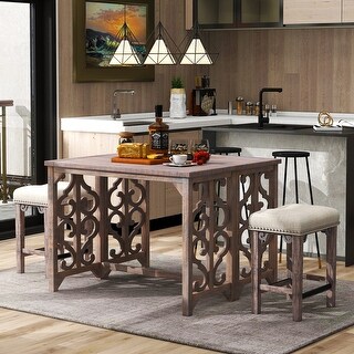 3-Piece Dining Set with 1 Foldable Table and 2 Saddle Stools - Bed Bath ...