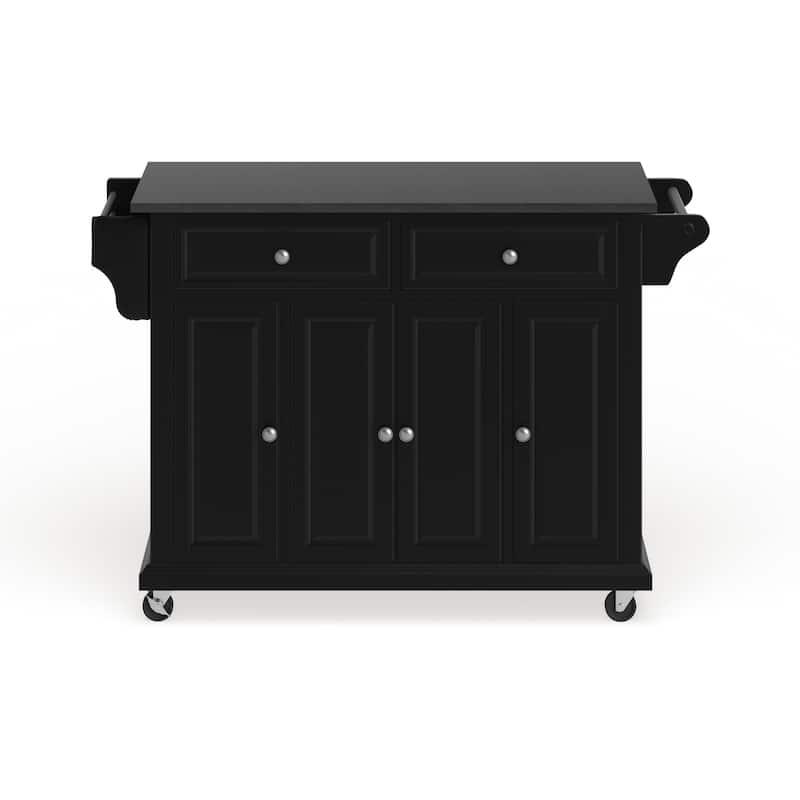 Crosley Black Wood Kitchen Cart/ Island with Solid Black Granite Top - 18"d x 51.5"w x 36"h