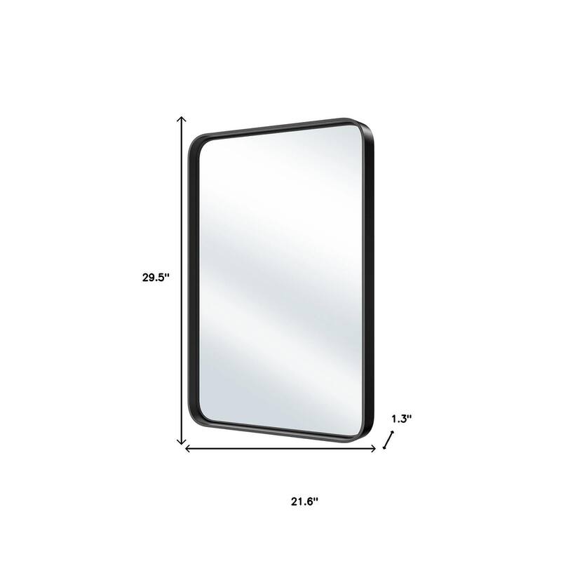 HomeRoots 30" Black Metal Floating Framed Bathroom Vanity Mirror - 21.60 in. x 29.50 in. x 1.30 in.