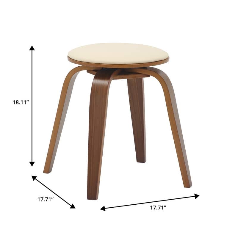 Pelya Minimalist Modern Round Counter Stool with Leather Seat & Poplar Wood Frame 360° Swivel Kitchen Bar Stool
