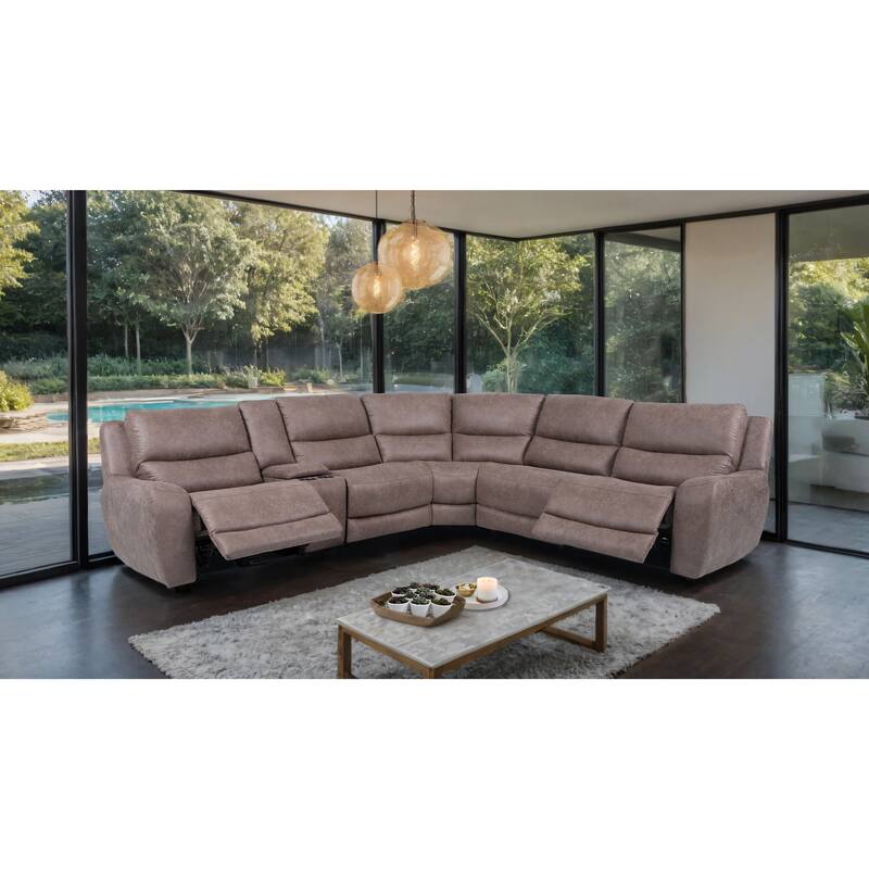 Furniture of America Khalid Modern Sectional Sofa with Dual Power Recliners and Hidden Console