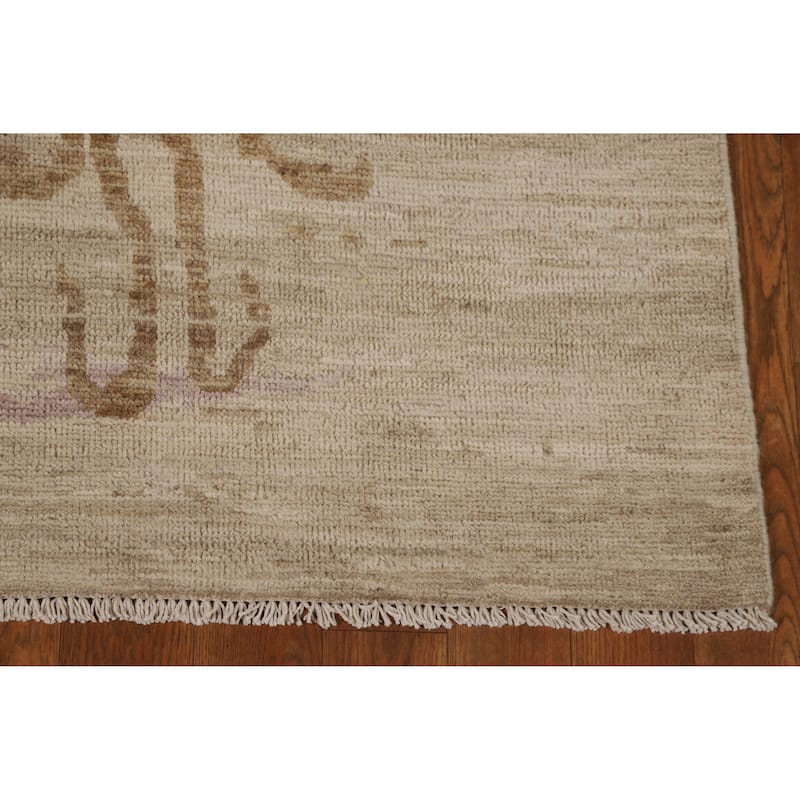 Vegetable Dye Oushak Turkish Rug Handmade Bedroom Wool Carpet - 3'10"x 6'1"