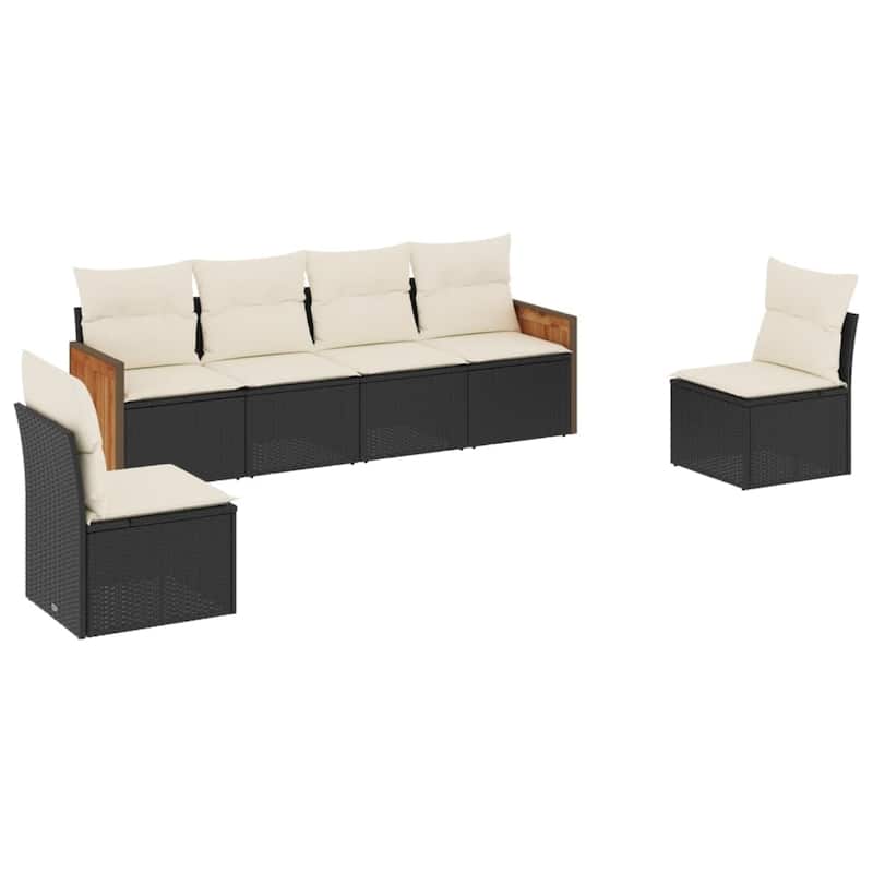 vidaXL Patio Sofa Set with Cushions Outdoor Conversation Furniture Poly Rattan