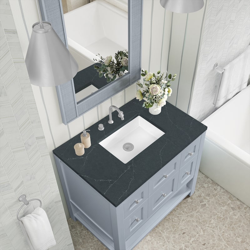 Breckenridge 36" Single Vanity, Serenity Blue - 36 - Charcoal Soapstone