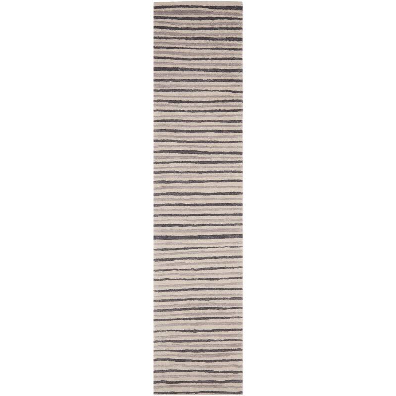 Martha Stewart by SAFAVIEH Hand Drawn Stripe Wool/ Viscose Rug - 2'3" x 10' Runner - Wampum Purple