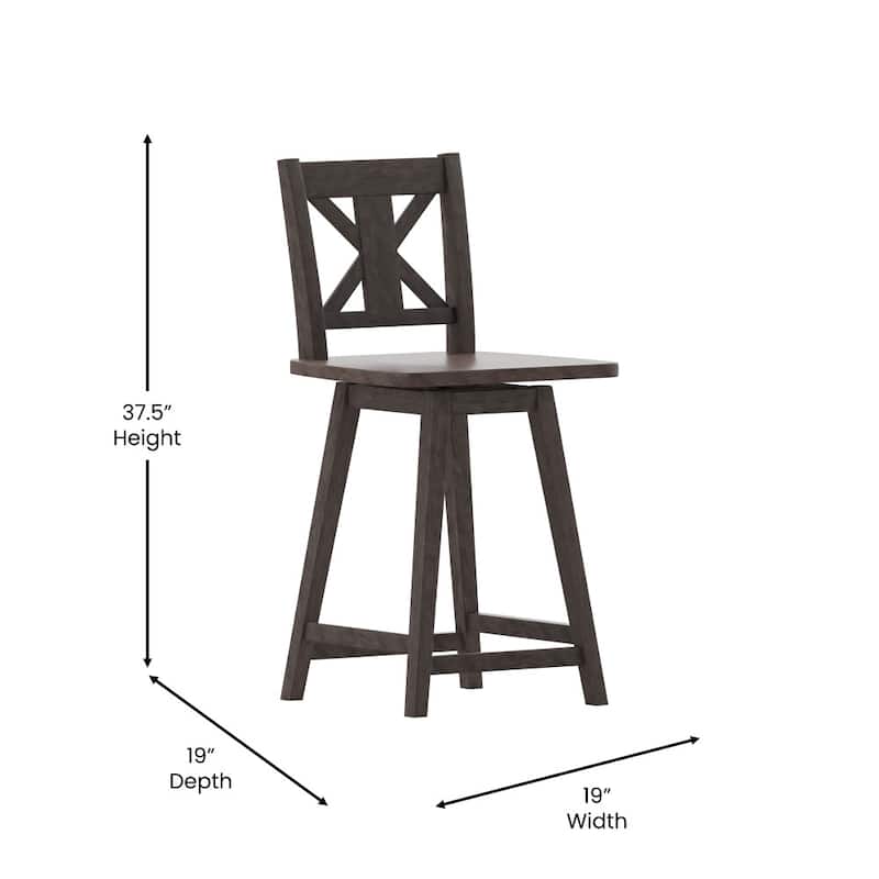 Commercial 360 Degree Swivel Wood Counter Height Stool
