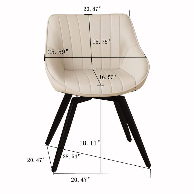 PU Dining Chair With Metal Legs,Set of 2