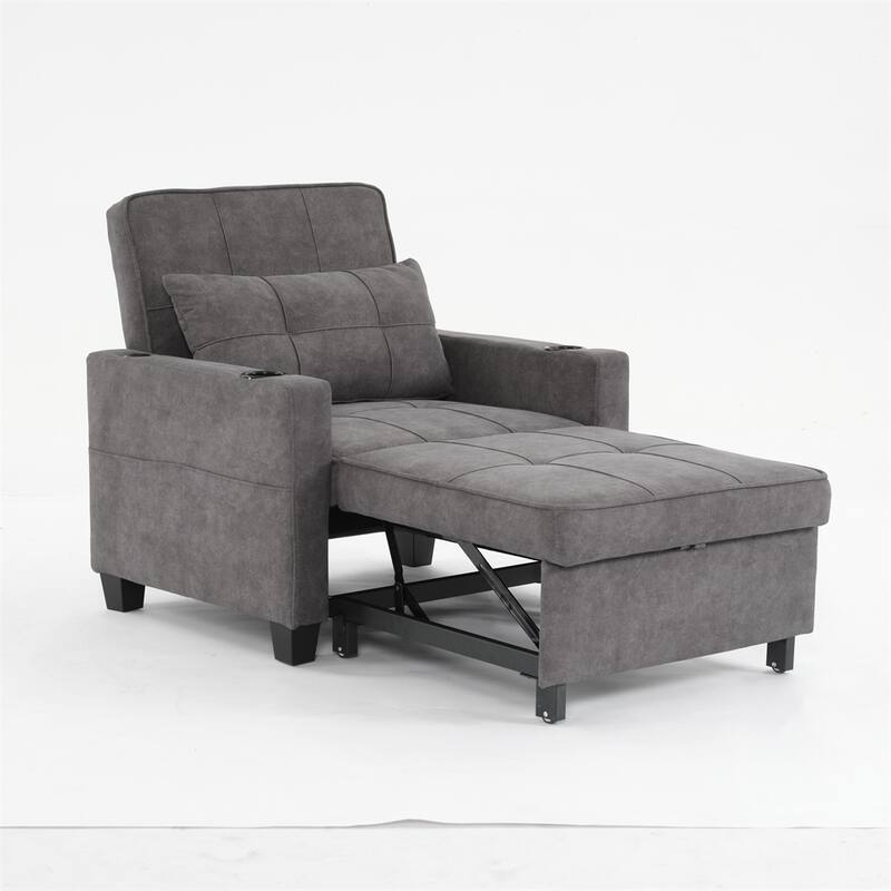 3-in-1 Pull Out Convertible Sleeper Chair w/ USB Ports,Wear Resistant