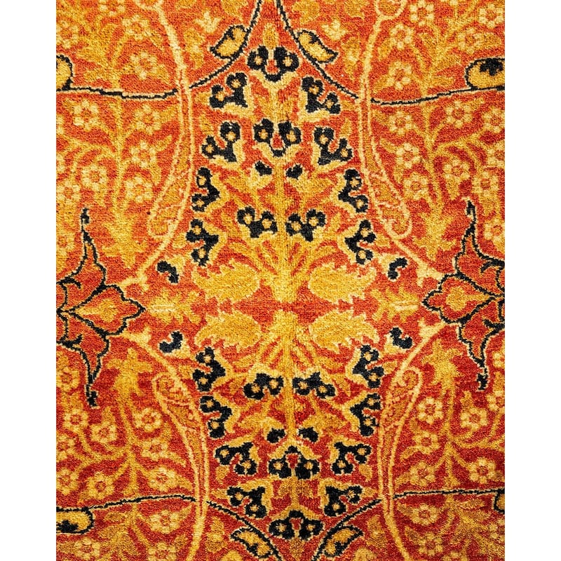 Overton Handknotted Wool Vintage Inspired Traditional Mogul Orange Area Rug - 18' 7" x 11' 10"