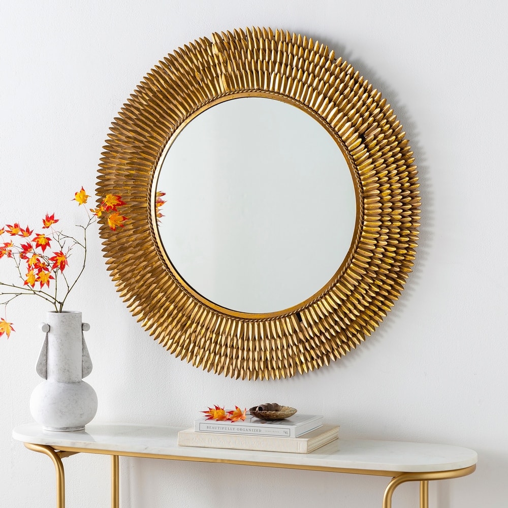 Samah Gold Sunburst Handmade Metal Accent Mirror - 32"H x 32"W x 1"D