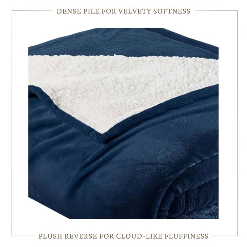 Linery & Co. Velvet Plush Reversible Sherpa Bed Blanket