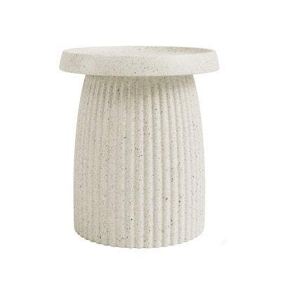 Vera Side Table Indoor/Outdoor Stone White w/ Gold Flakes
