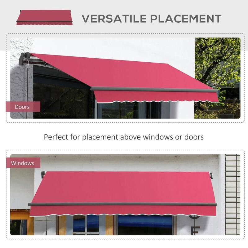 10' x 8' Retractable Patio Awning, Manual Crank, UV Waterproof Fabric