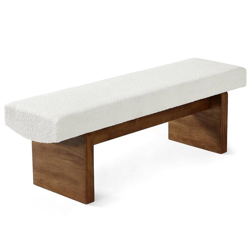 55" Solid Wood Entryway Bench, Upholstered Bedroom Bench