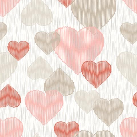 Valentine's Hearts Removable Wallpaper - 24'' inch x 10'ft