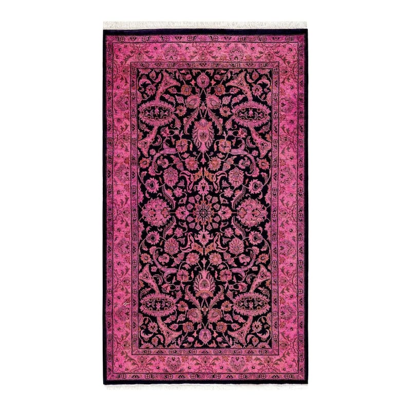 Overton Hand Knotted Wool Vintage Inspired Modern Contemporary Overdyed Pink Area Rug - 3' 1" x 5' 5"