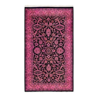 Overton Hand Knotted Wool Vintage Inspired Modern Contemporary Overdyed Pink Area Rug - 3' 1" x 5' 5"