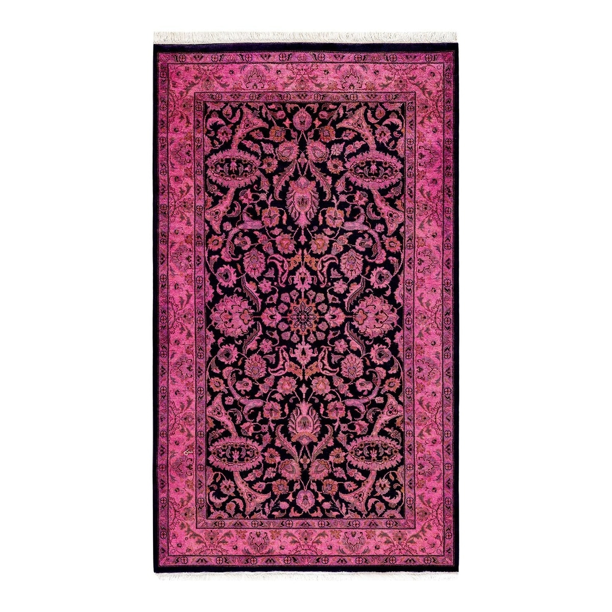 Overton Hand Knotted Wool Vintage Inspired Modern Contemporary Overdyed Pink Area Rug - 3' 1" x 5' 5"