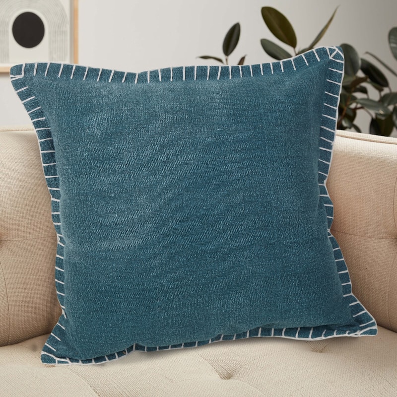Sevita Guapo Casual Solid Stitched Edge Cotton Throw Pillow