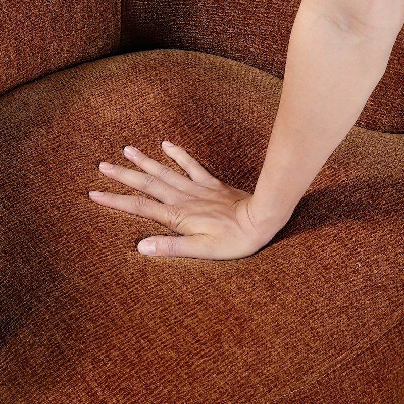 Fremont & Park Rhea 32" Dia Chenille Swivel Chair - 360-Degree Metal Swivel Base