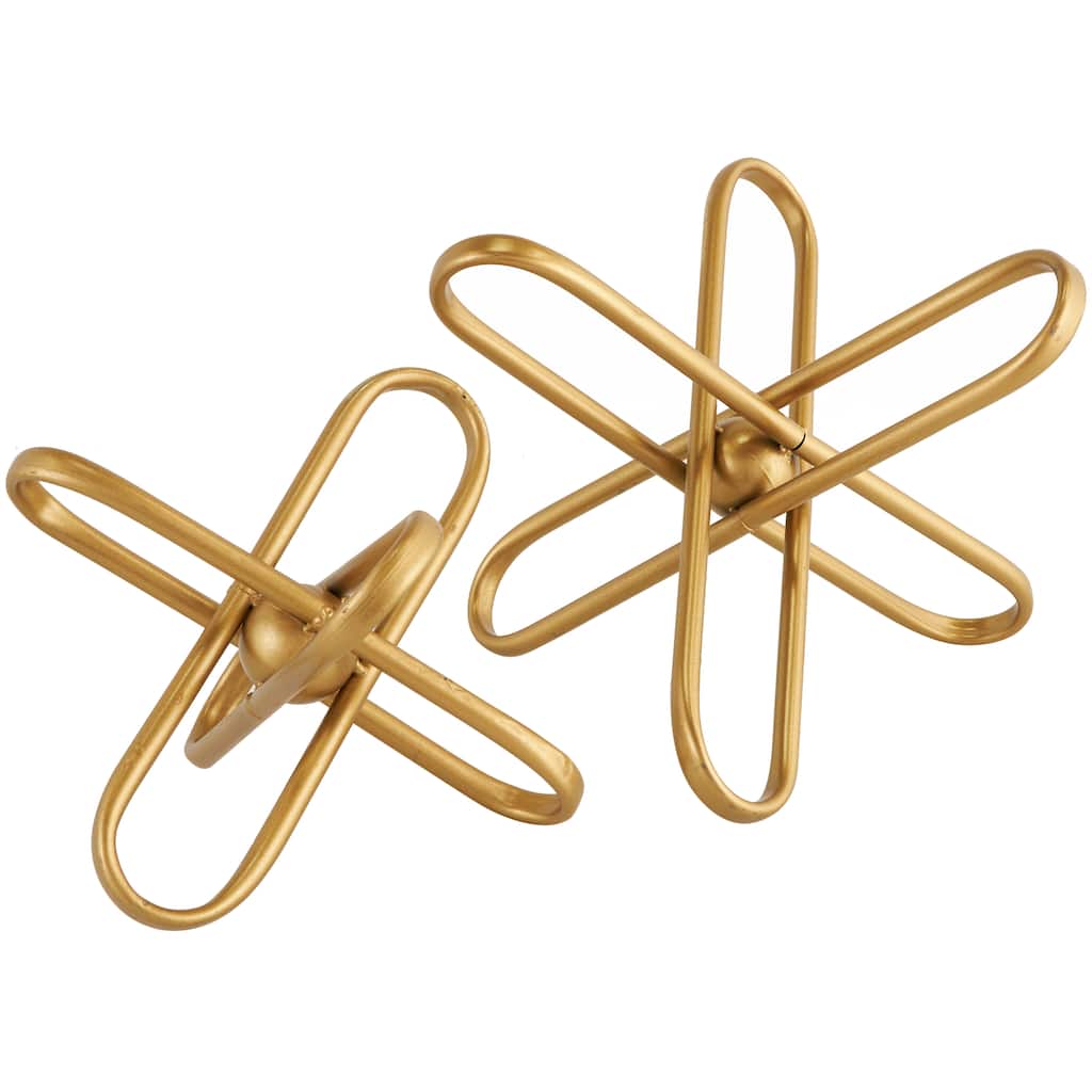 Metal Geometric Sculpture with Paper Clip Accents - Set of 2 Gold - CosmoLiving by Cosmopolitan - 12"W x 12"L x 10"H