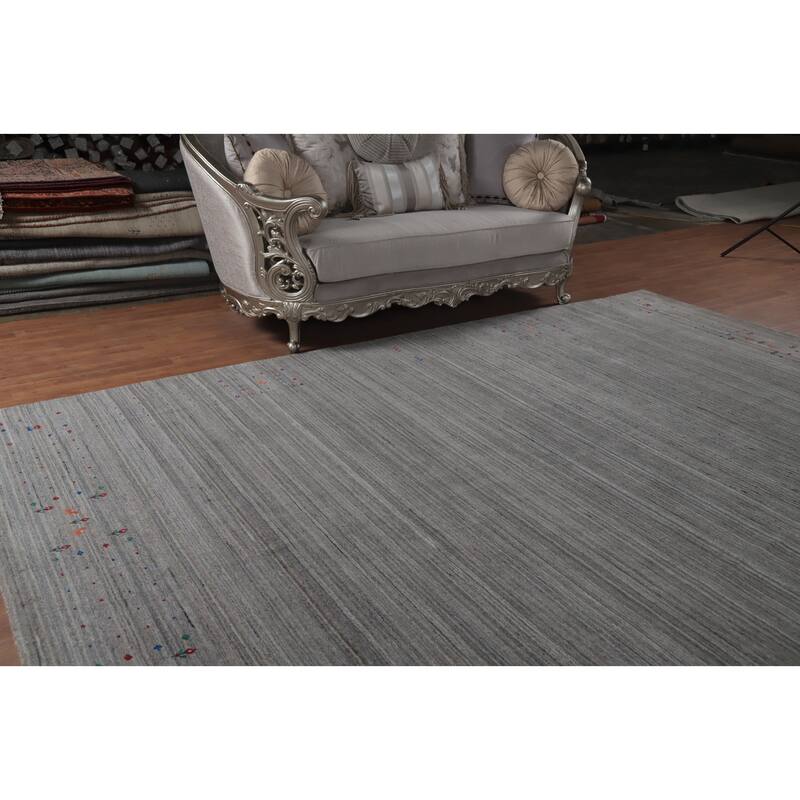 Hand Knotted Oriental 100% Wool Carpet Tribal Animal Pictorial Greys & Charcoal Gabbeh Area Rug - 11' 11'' X 9' 0''