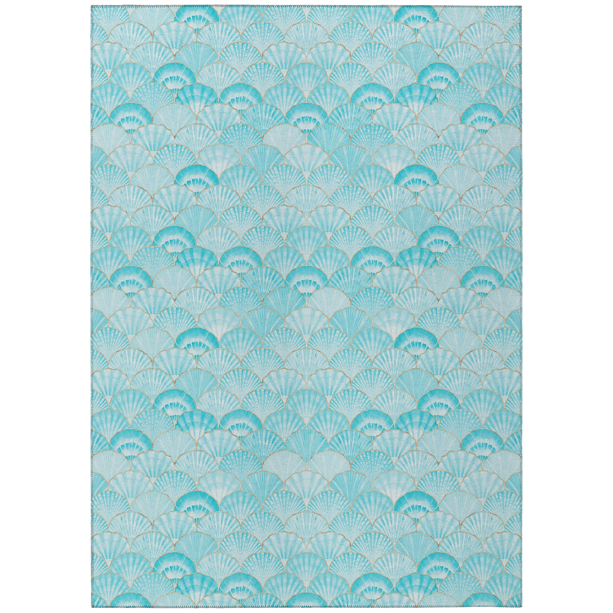Indoor/ Outdoor Surfside Seashells Washable Rug New