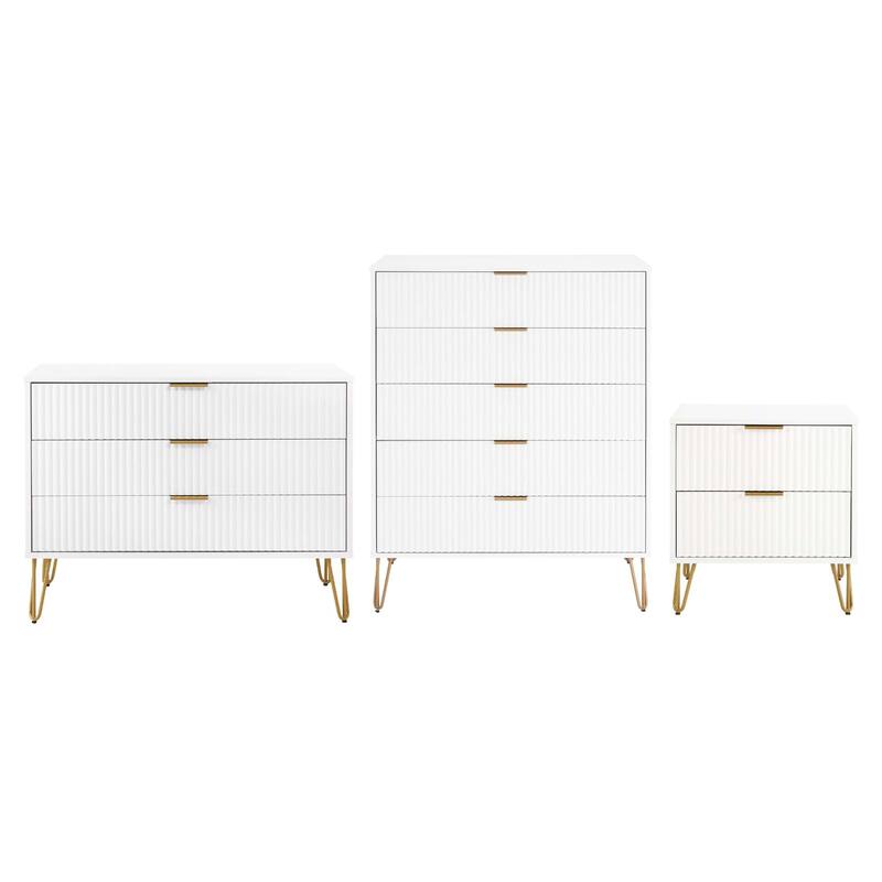 Manhattan Comfort 3-Piece Dumbo Modern Multi Dresser Nighstand Set