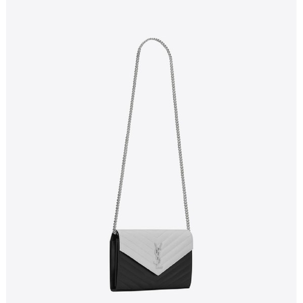 ysl white bag with black chain