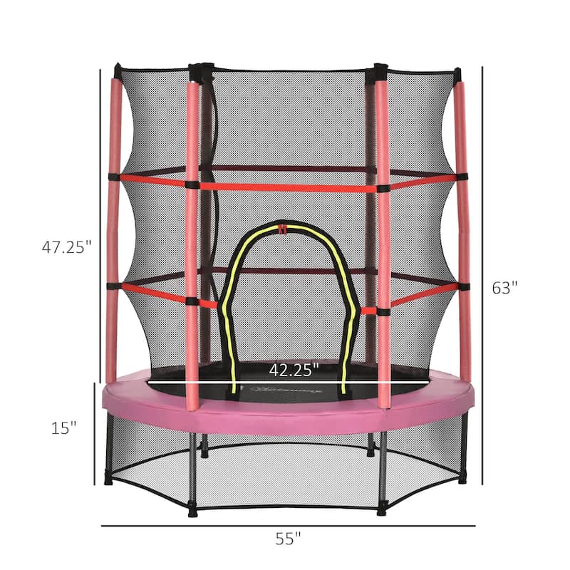Outsunny 5' Diameter Kids Trampoline with Net for Indoors & Outdoors, Ages 3 to 6